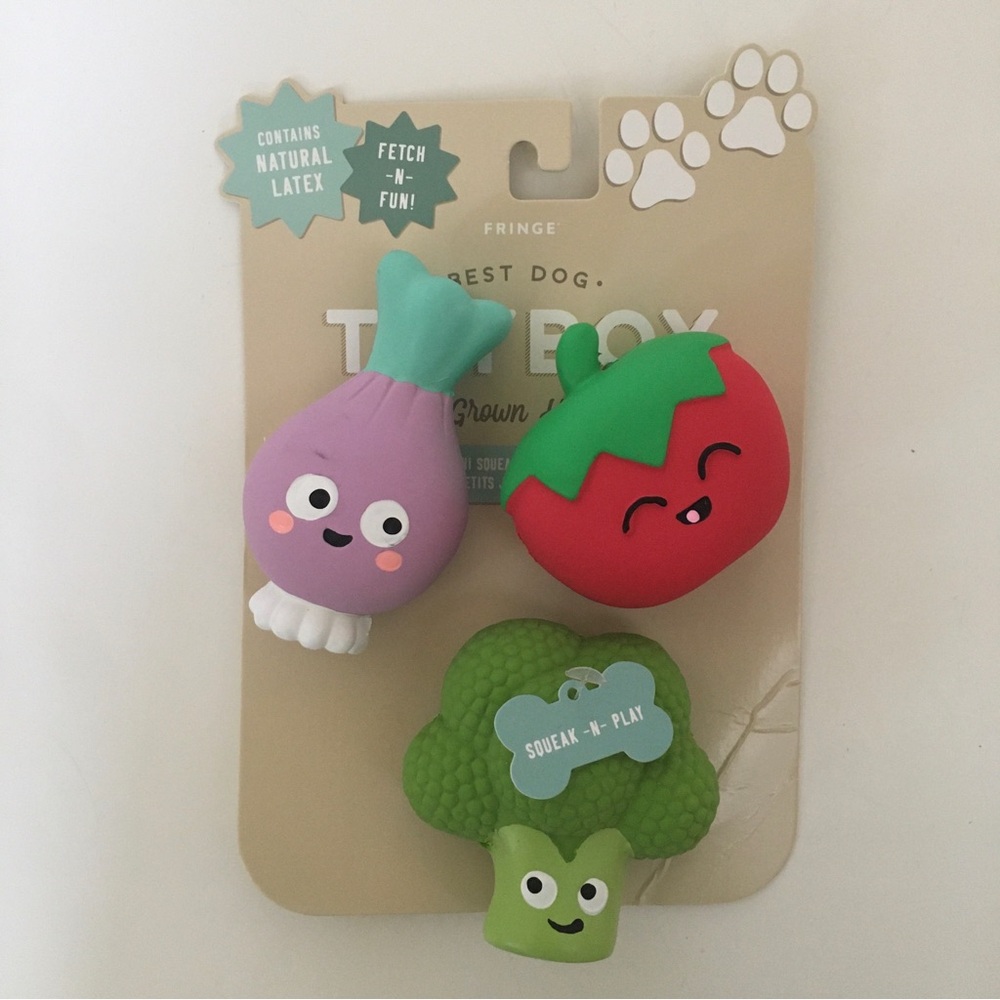 Dog Toys Mini Squeaky Latex “Home Grown Happiness” Fetch and Play NEW  | Fringe